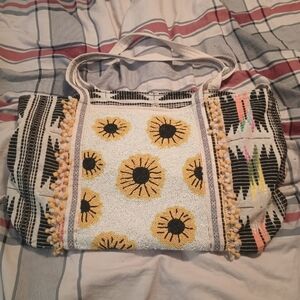 Sunflower Beaded Tote Bag